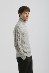 Maglia collo alto con treccia|Colore:Grigio perla tw