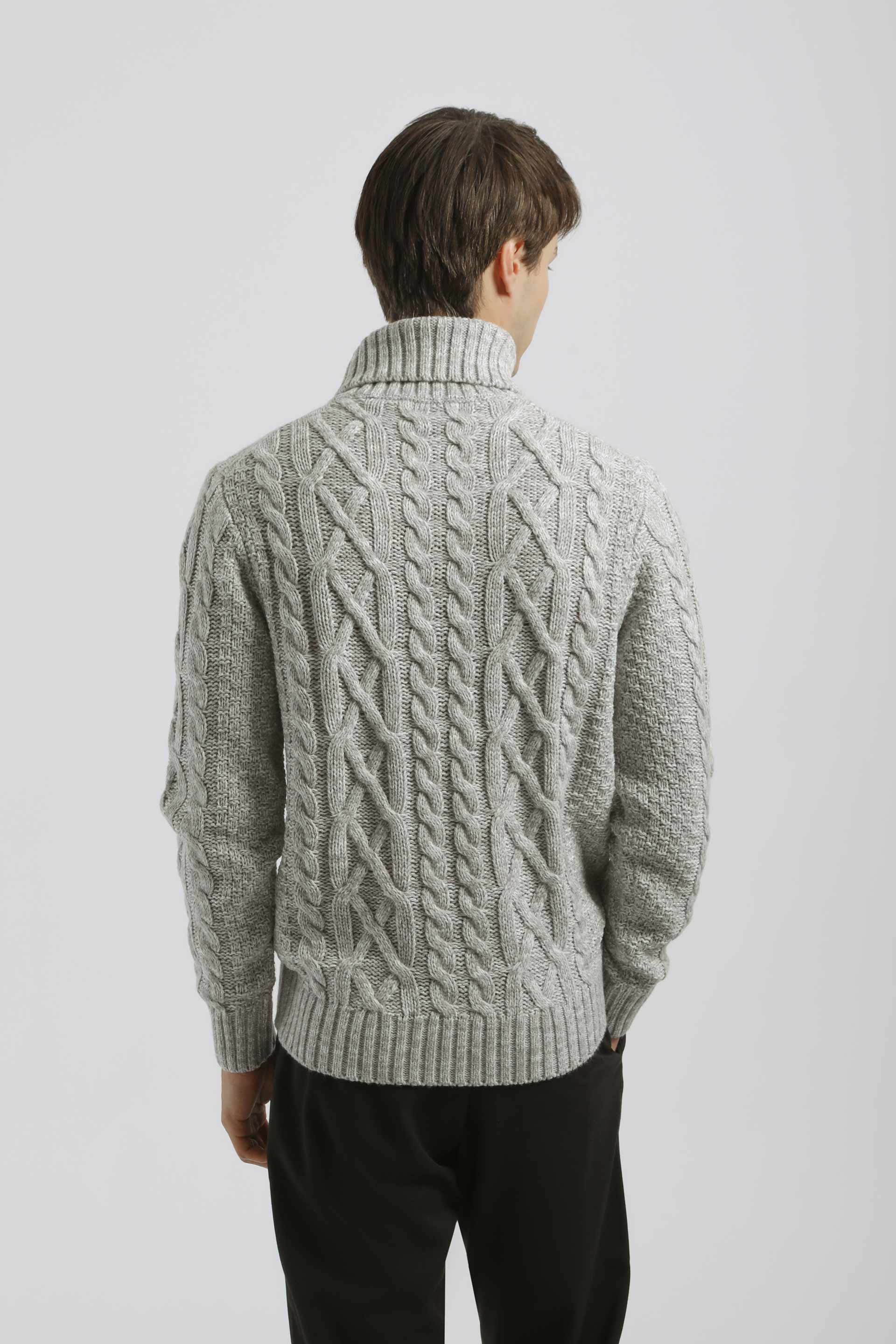 Maglia collo alto con treccia|Colore:Grigio perla tw