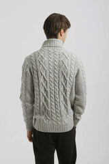 Maglia collo alto con treccia|Colore:Grigio perla tw