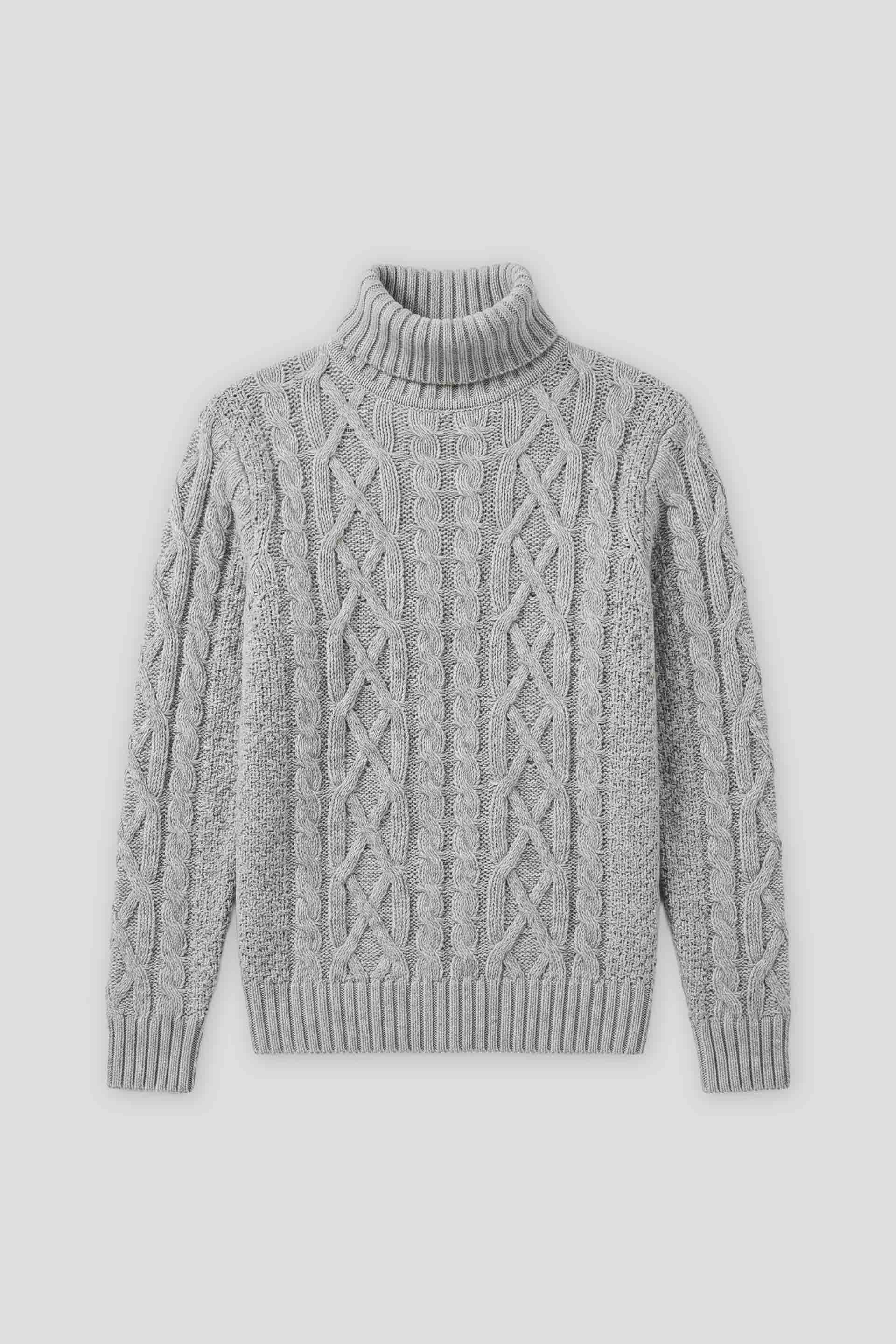 Maglia collo alto con treccia|Colore:Grigio perla tw