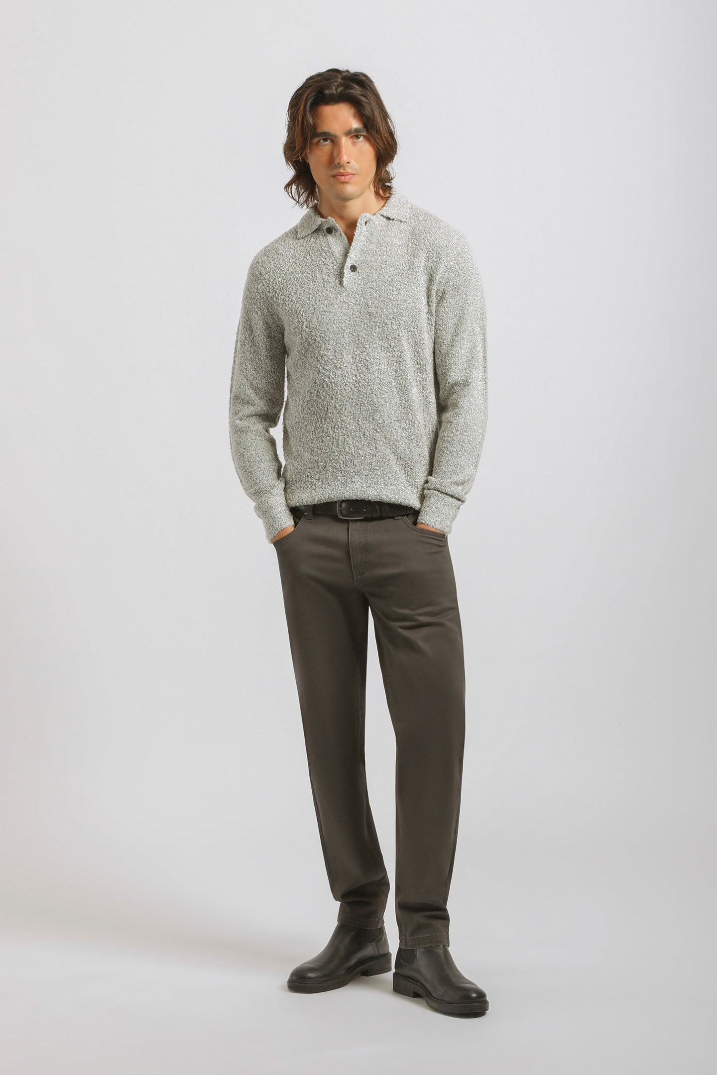 Polo manica lunga|Colore:Grigio perla