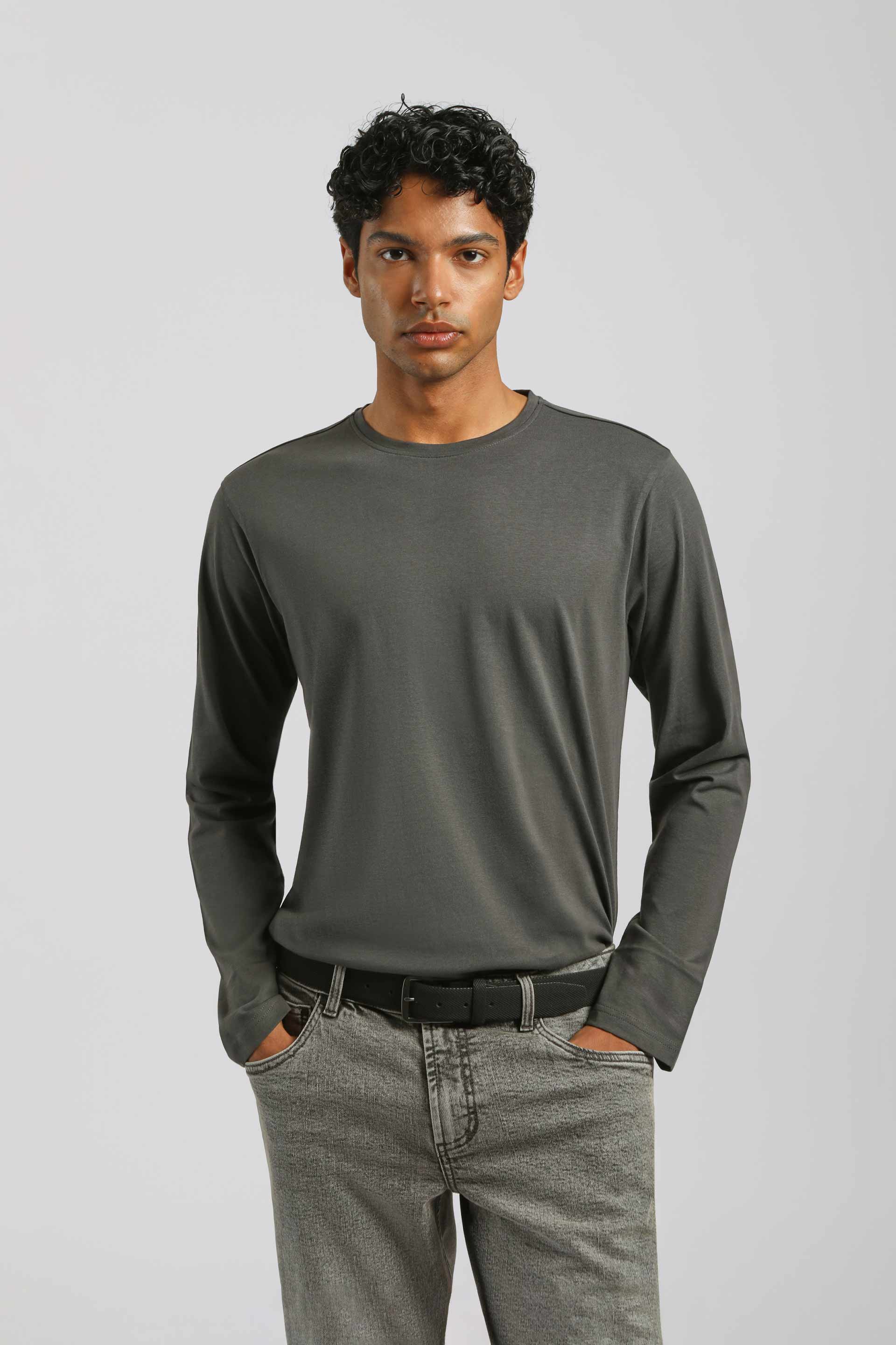 T-shirt manica lunga 100% cotone|Colore:Grigio scuro