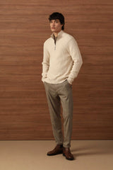 Pantaloni chino con fantasia a quadri|Colore:Sabbia