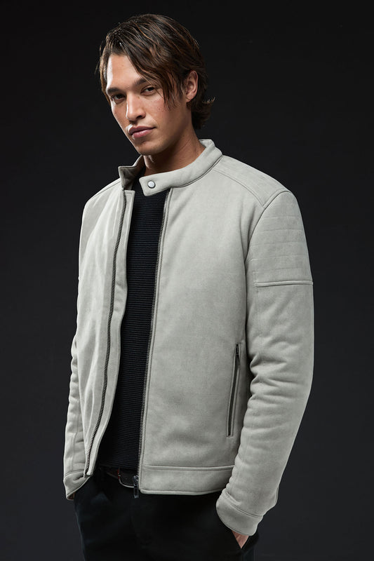 Giubbotto biker effetto camoscio|Colore:Grigio perla
