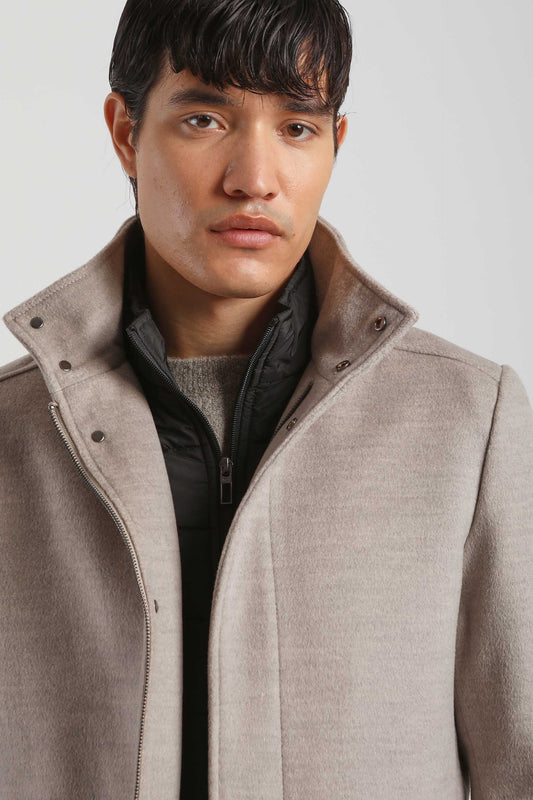 Cappotto collo lupetto|Colore:Beige melange