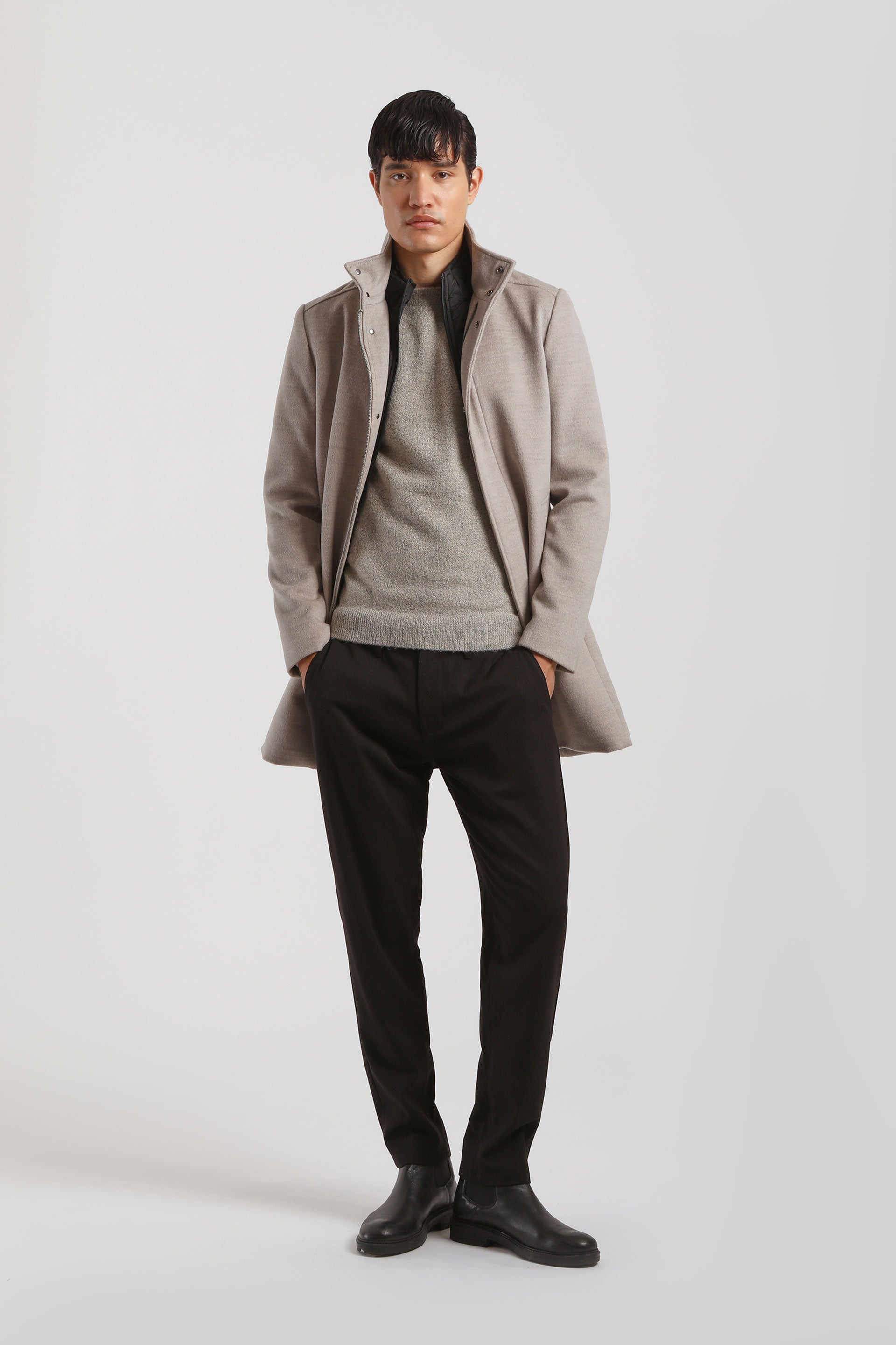 Cappotto collo lupetto|Colore:Beige melange