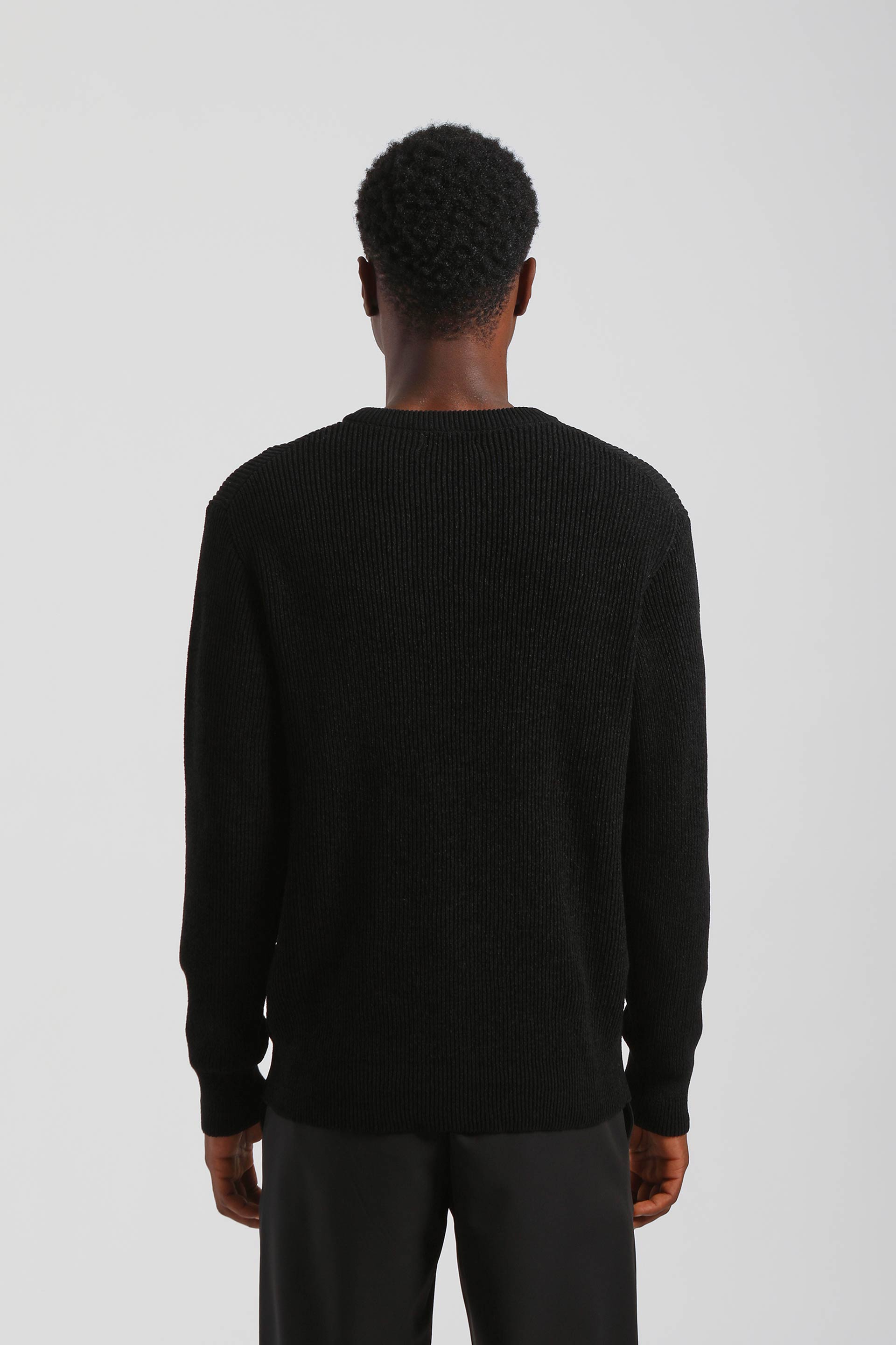 Maglia girocollo a coste|Colore:Nero