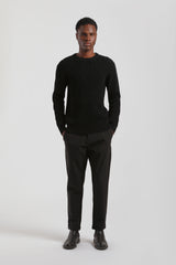 Maglia girocollo a coste|Colore:Nero