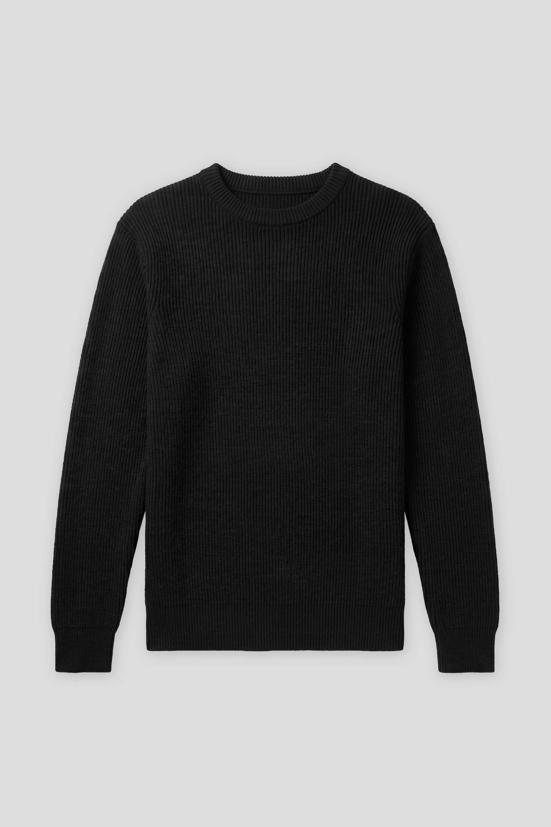 Maglia girocollo a coste|Colore:Nero
