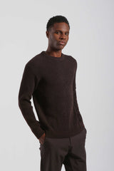 Maglia girocollo a coste|Colore:Marrone