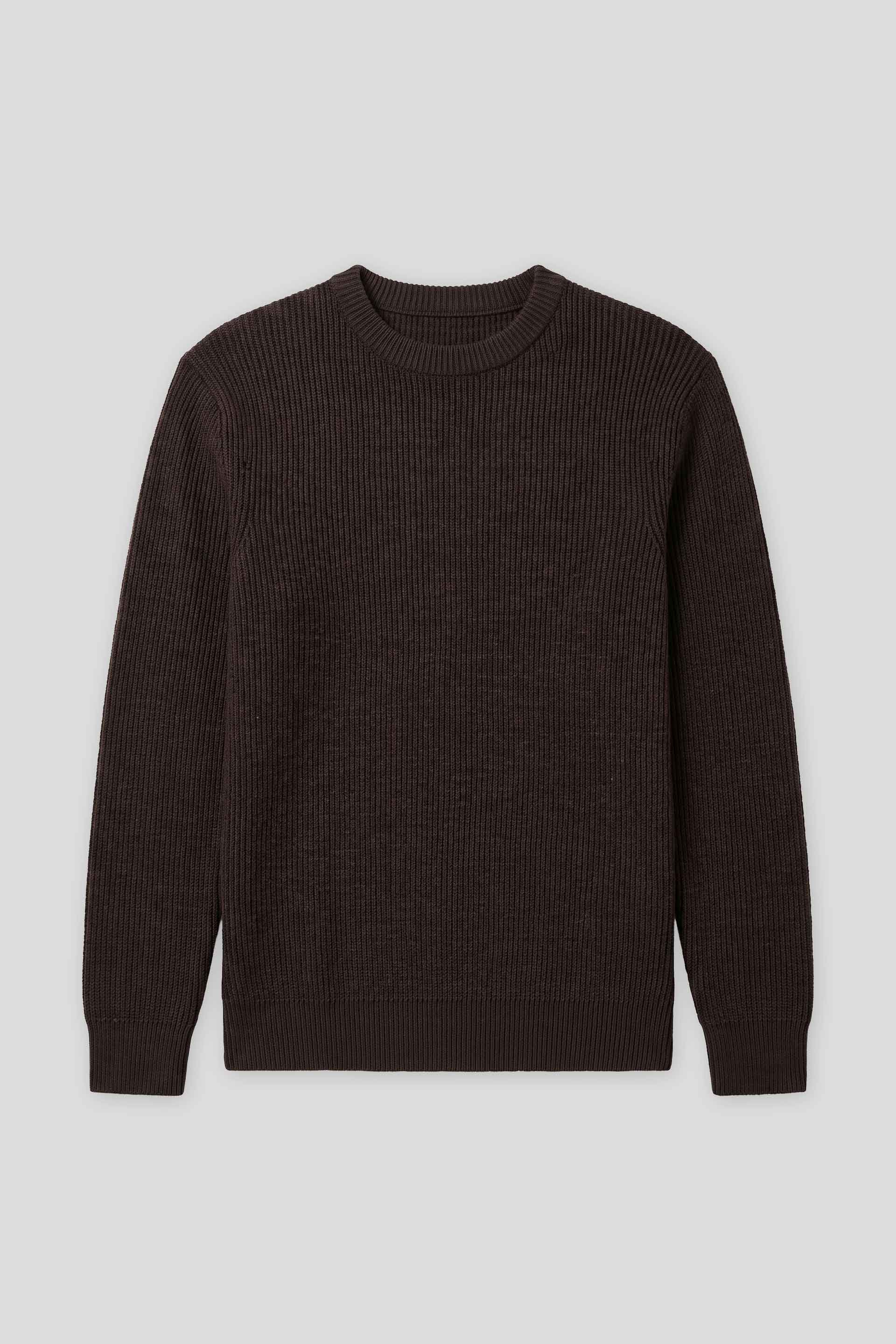 Maglia girocollo a coste|Colore:Marrone