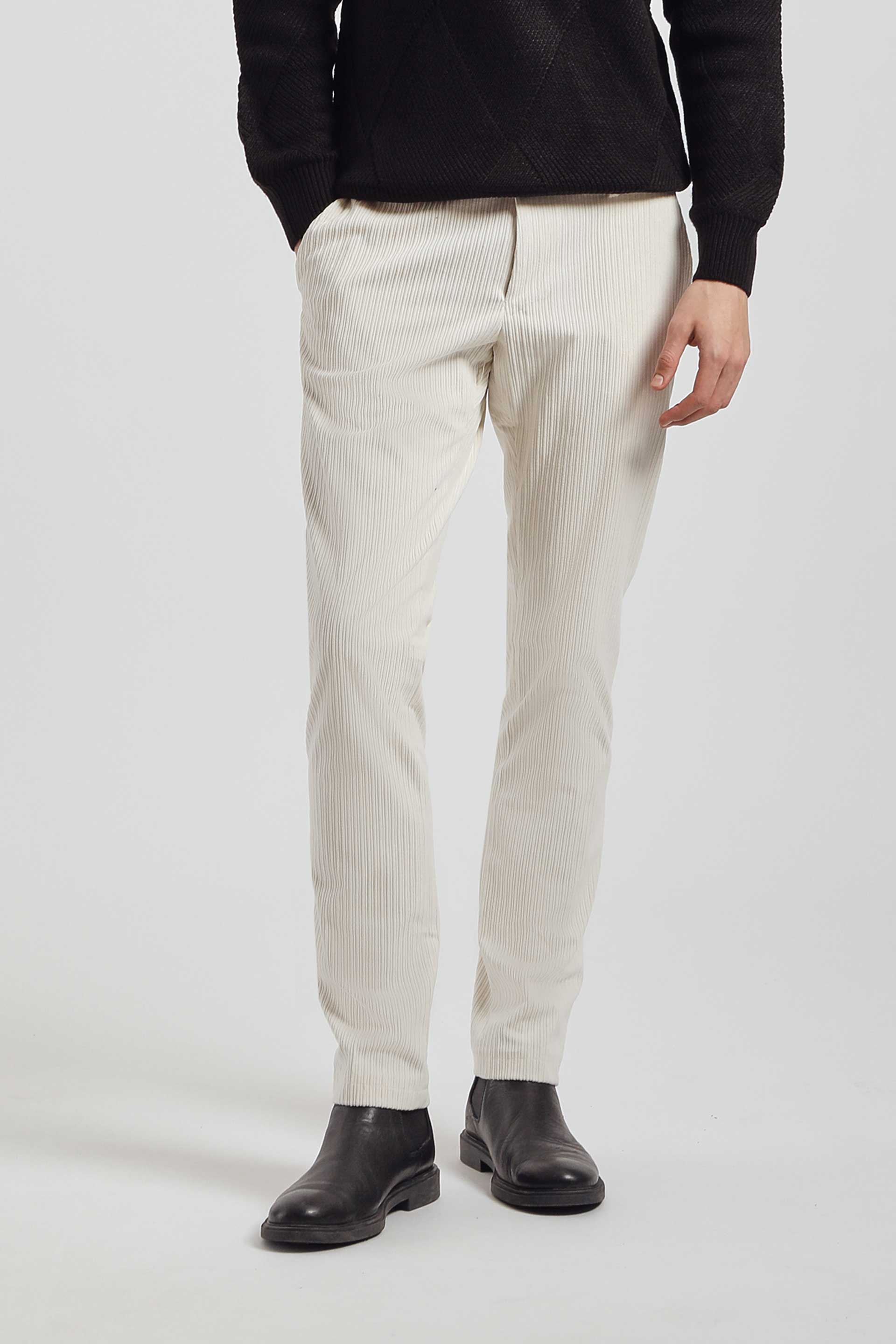 Pantaloni chino effetto velluto   |Colore:Ghiaccio
