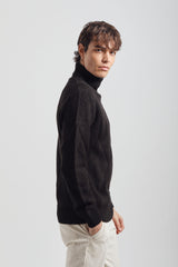 Maglia collo alto a rombi|Colore:Nero