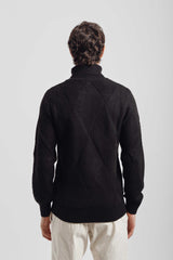 Maglia collo alto a rombi|Colore:Nero