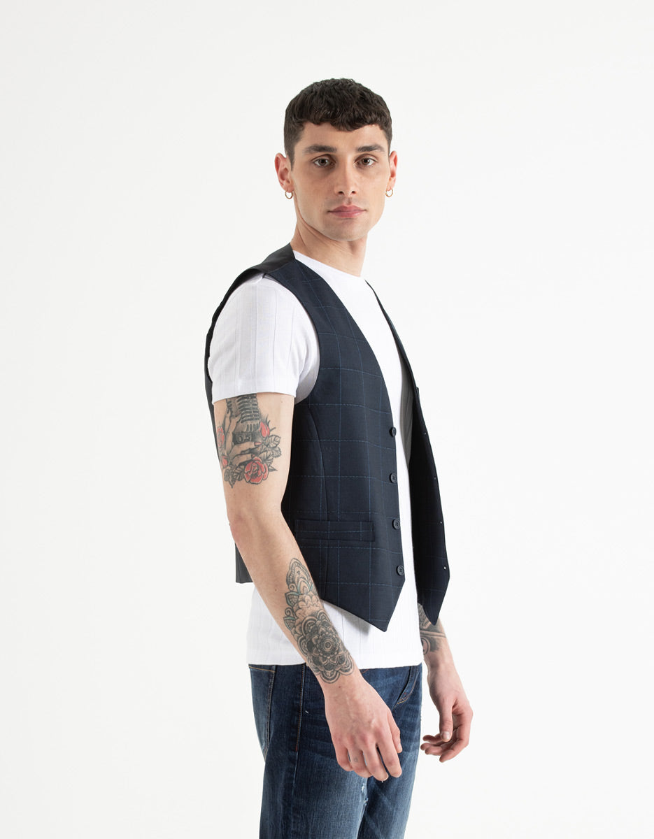 Gilet a quadri|Colore:Blue