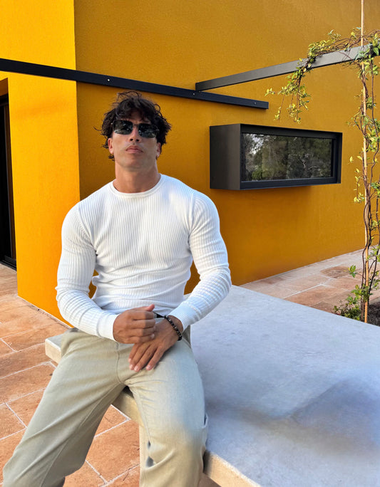 Ribbed crewneck sweater