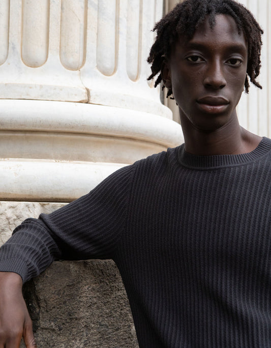 Ribbed crew-neck sweater