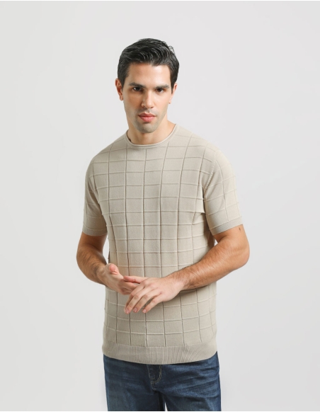 T-shirt in maglia a quadri