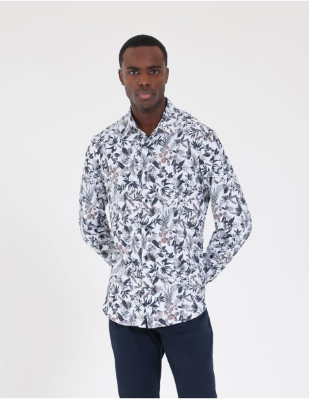 Stretch floral printed shirt