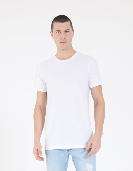 T-shirt in viscosa con lavorazione a righe