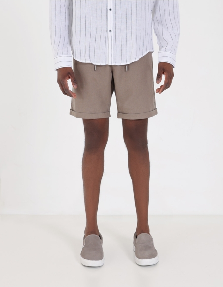 Linen-blend bermuda shorts with drawstrings