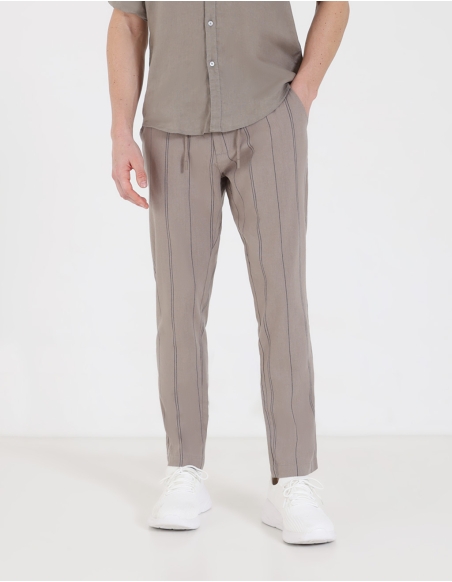 Linen blend striped pants