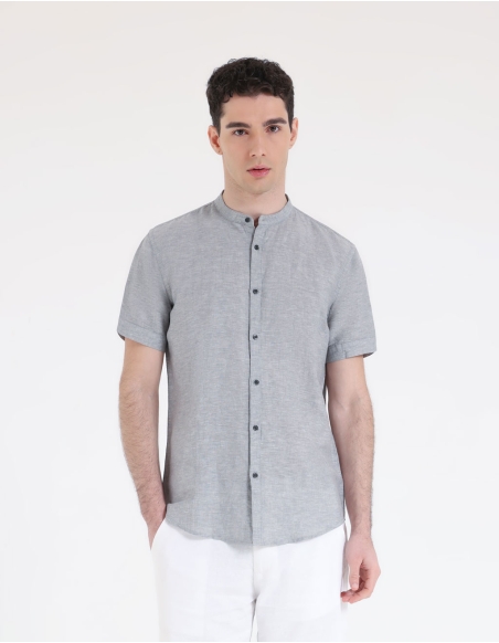 LINEN BLEND HALF SLEEVE SHIRT