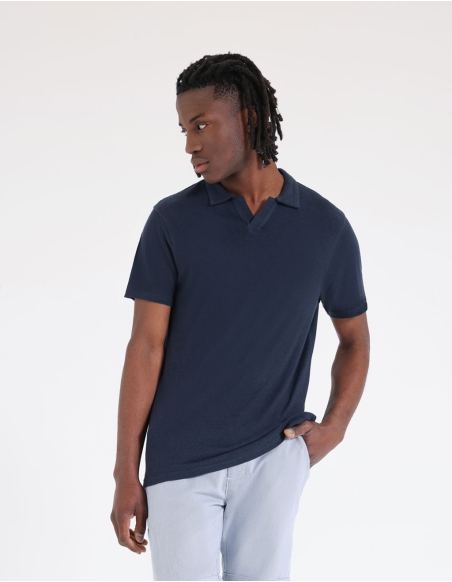 Linen-blend polo shirt