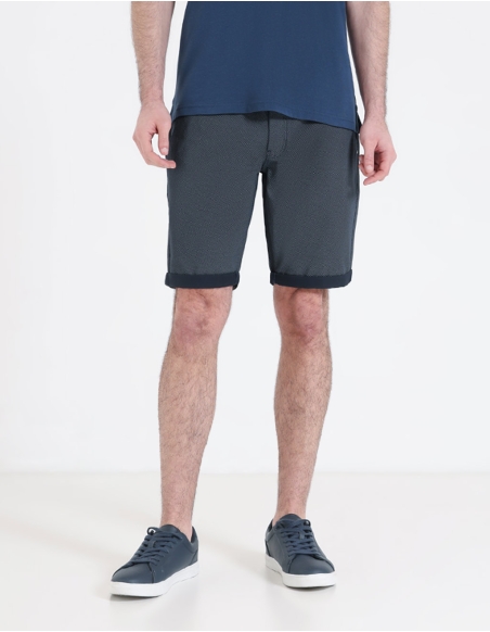 MICRO PATTERNED COTTON BERMUDA SHORTS