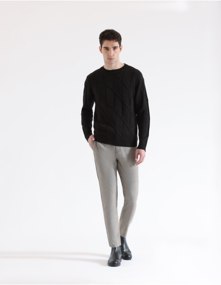 Plaid patterned chino pants