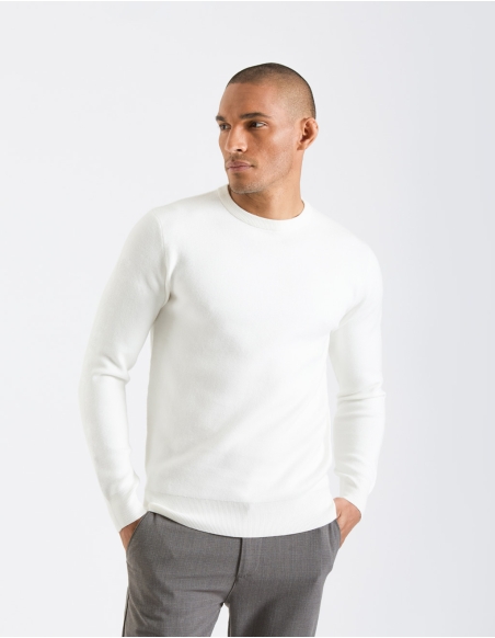 Crew neck sweater white clearance
