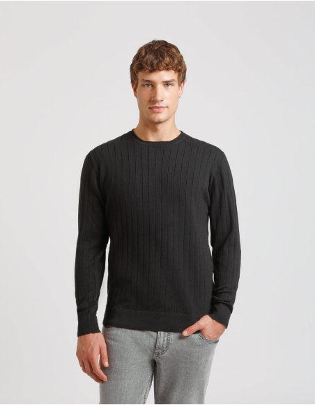Maglia girocollo a coste
