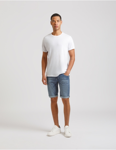 Slim-fit denim bermuda shorts