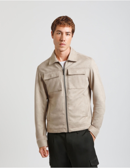 Giacca overshirt effetto suede