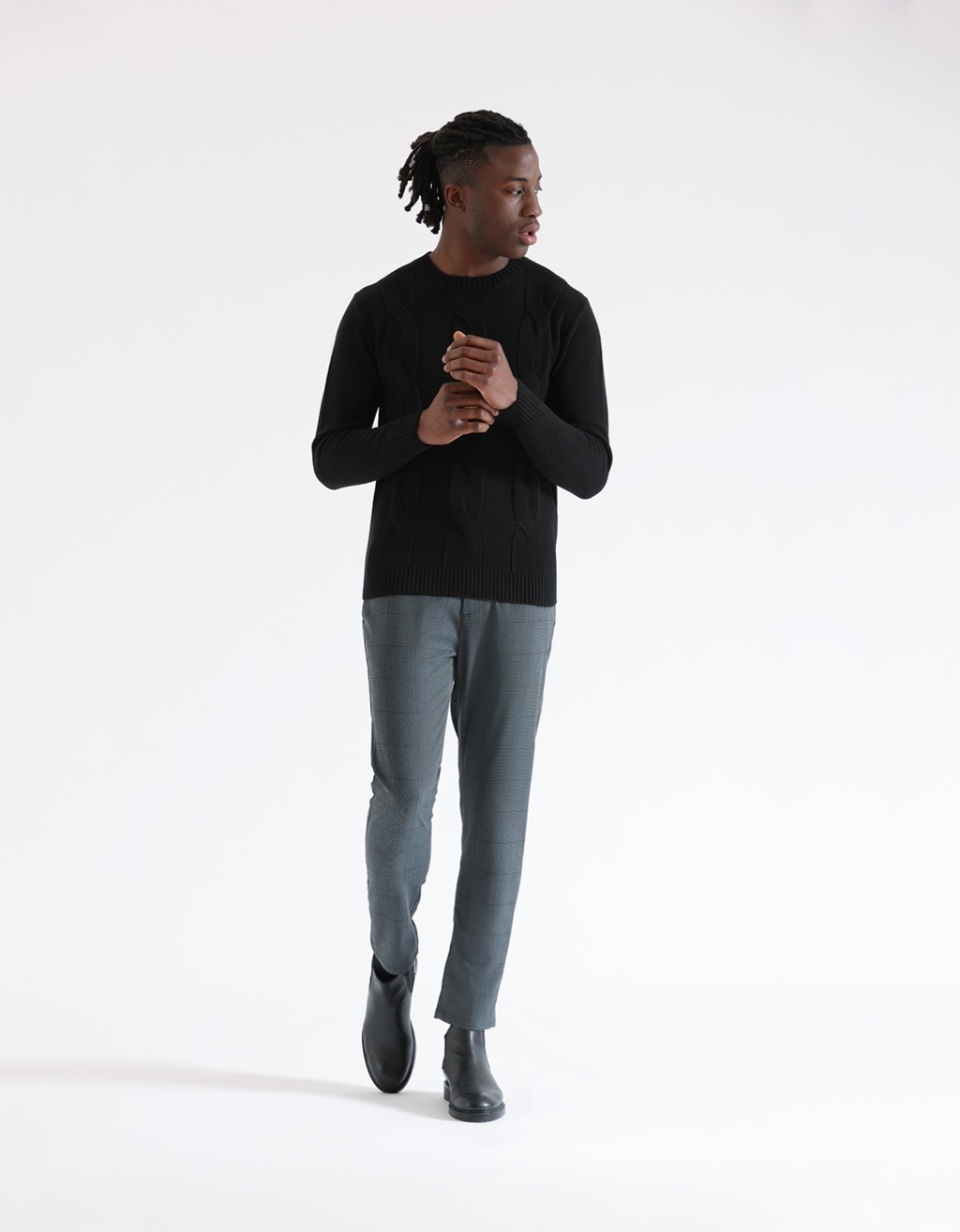 Plaid patterned chino pants