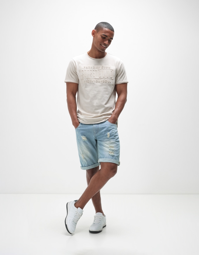 Ripped denim shorts
