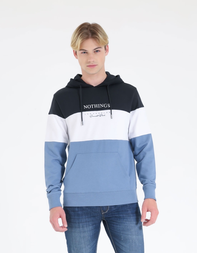 Felpa con cappuccio colorblock