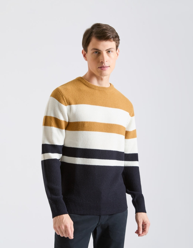 Colorblock crewneck sweater discount