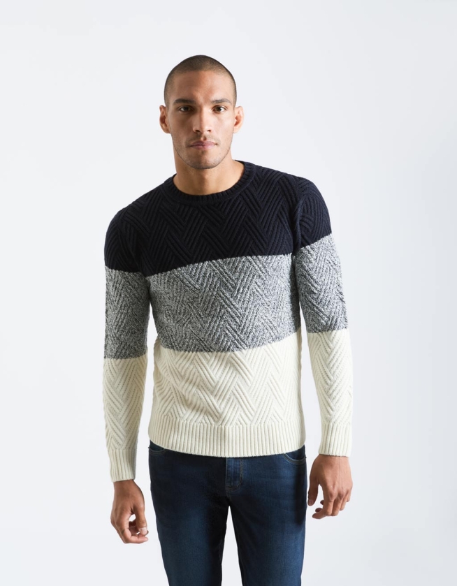 Colorblock crewneck sweater on sale