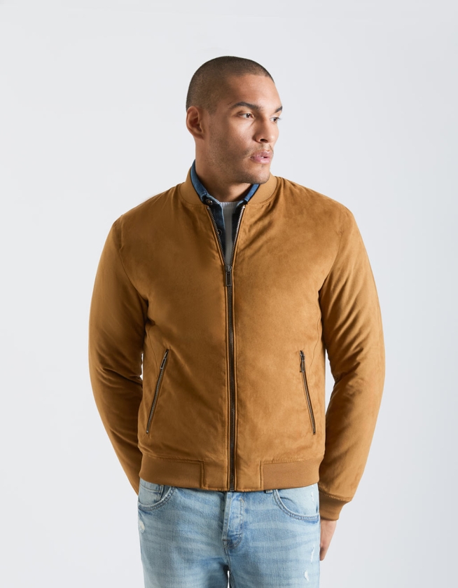 Suede effect bomber jacket