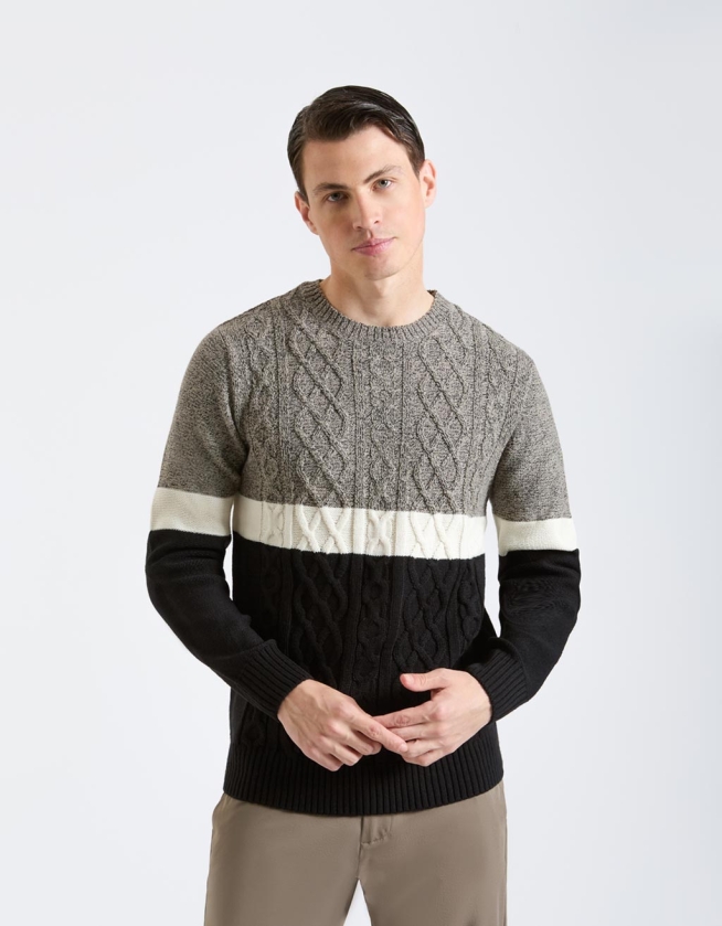 Colorblock crewneck sweater top
